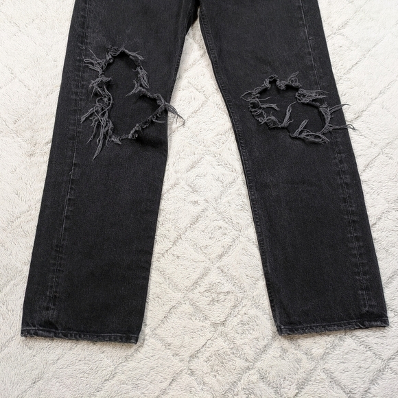 Agolde Jeans Women's 27 Black Audio 90’s Fit Jean High Rise Distressed Cotton - Picture 3 of 10